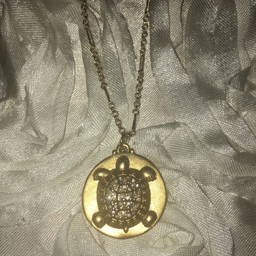 Sequin NYC Talismans Swarovski Crystal & Gold Turtle Necklace, Brand New